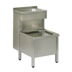 Composite stainless steel floor standing sink with a washbasin with SLU 08LNDB