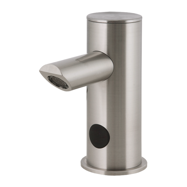 Automatic stainless steel washbasin tap for cold or premixed water, 6 V