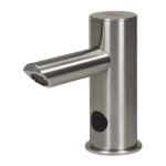 Automatic stainless steel washbasin tap for cold or premixed water, longer outlet arm, 6 V