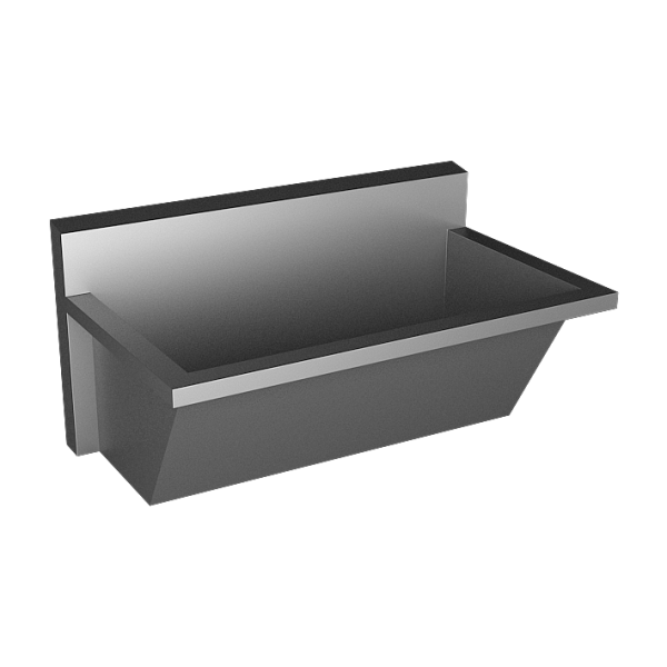 Stainless steel trough for hospitals, length 2250 mm