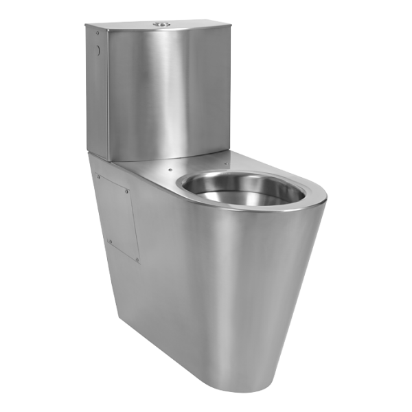Stainless steel toilet for disabled people with a tank