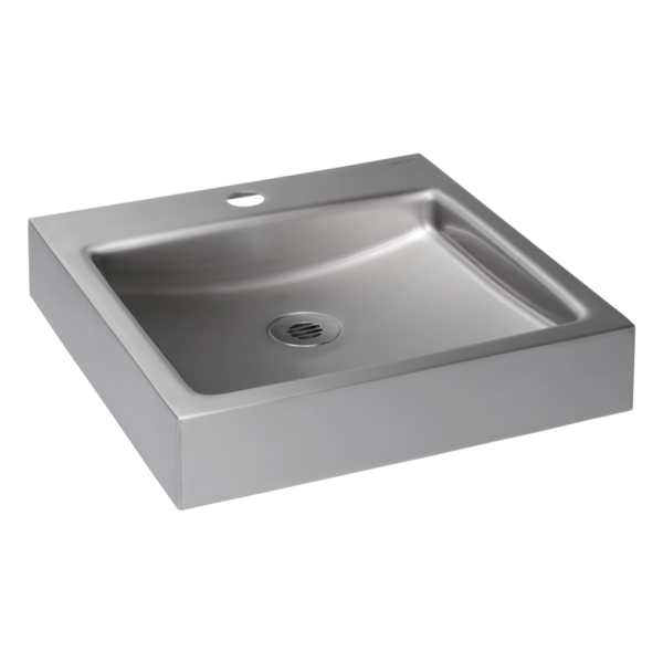 Stainless steel wall hung washbasin, brushed finish